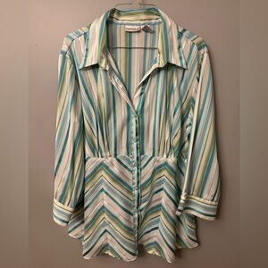 Fashion Bug Multicolor Striped Button-Down Shirt
